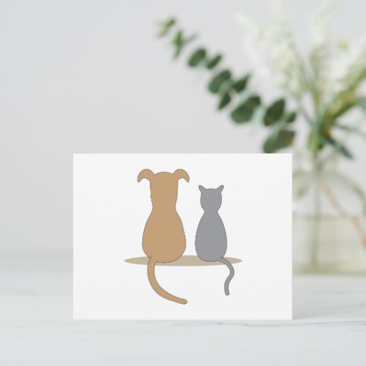 Hund & Katze Postkarte (Stehend Vorderseite)
