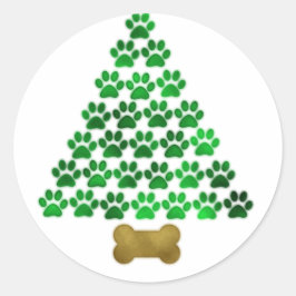 Hund/Katze Weihnachtsbaum Runder Aufkleber