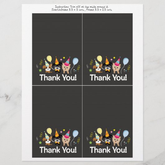 Hund, Kindergeburtstag Party Danke Karte (Vorne)