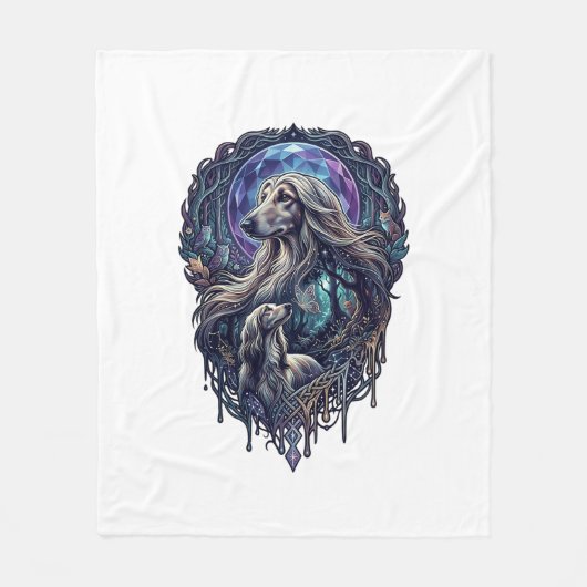 Hund Kristall Mond Enchanted Forest_1 Fleecedecke (Vorderseite)