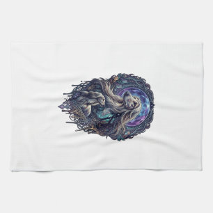 Hund Kristall Mond Enchanted Forest_1 Geschirrtuch