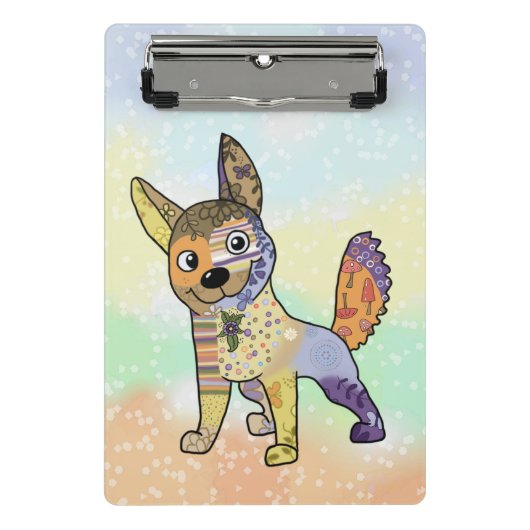 Hund kunterbunt mini klemmbrett (Vorderseite)