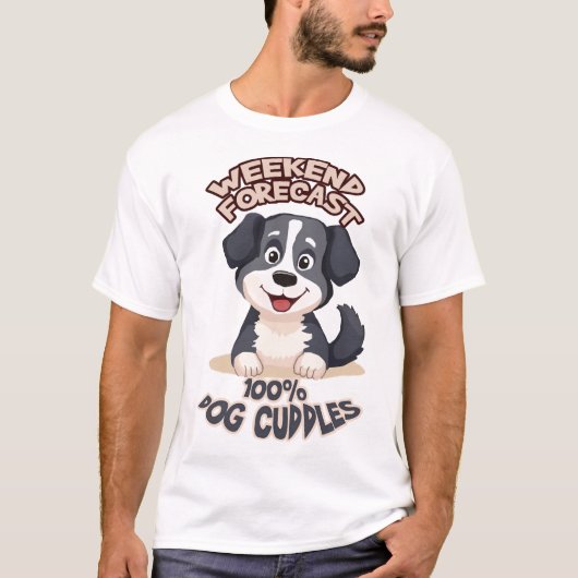Hund kuschelt lustig T-Shirt (Vorderseite)