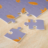Hund & Lady Herbst Blätter Blue Jigsaw Puzzle (Seite)