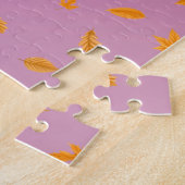 Hund & Lady Herbst Blätter Pink Jigsaw Puzzle (Seite)
