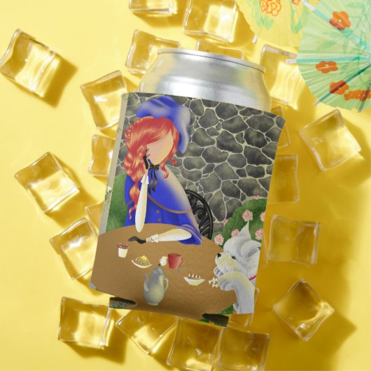 Hund & Lady im Café bei Sonnenuntergang Dosenkühler (In Situ Sommer)