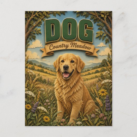 Hund Landwiese POPCUT Postkarte (Vorderseite)