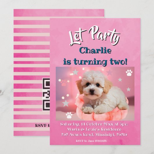 Hund Lass uns Party Geburtstag  Feiertagskarte (Vorne/Hinten)