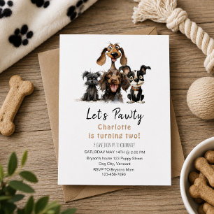 Hund Lass uns Pawty Geburtstag Einladung