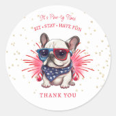 Hund Lass uns Pawty Geburtstagsaufkleber Runder Aufkleber (Vorderseite)