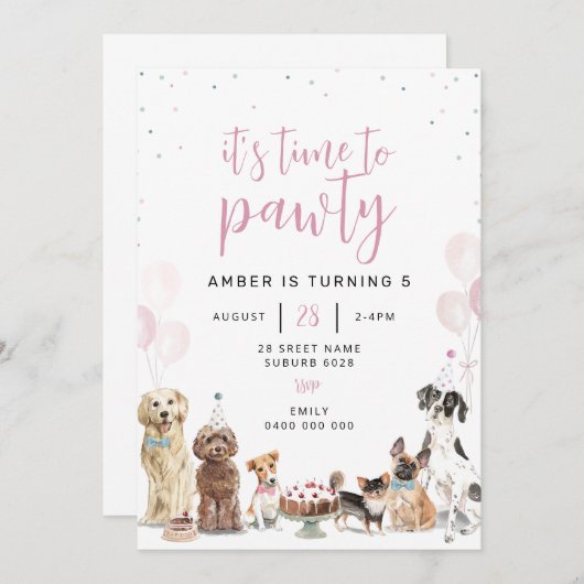 Hund Lasse Pawty Birthday Einladung (Vorne/Hinten)