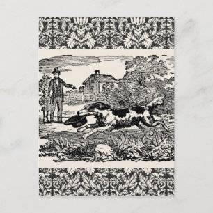 Hund läuft - antike Haustierkunst viktorianische I Postkarte