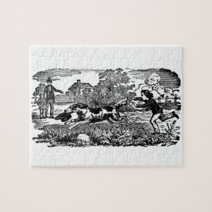 Hund läuft - antike Haustierkunst viktorianische I Puzzle
