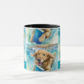 Hund läuft mit der Big Book Coffee Tasse (Zentrum)