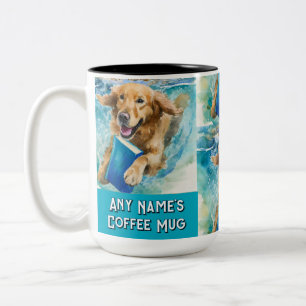 Hund läuft mit der Big Book Two-Tone-Kaffee-Tasse Zweifarbige Tasse