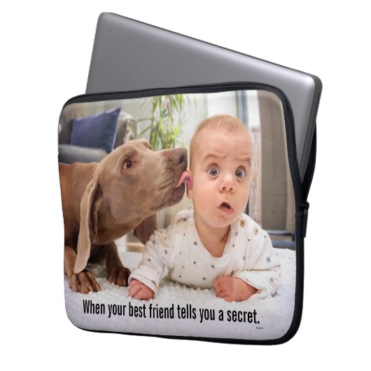 Hund lecken Baby's Ohr Laptopschutzhülle (Vorderseite Links)