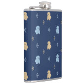 Hund Lhasa Apso Muster blauer Hintergrund Flachmann (Rechts)