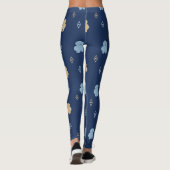 Hund Lhasa Apso Muster blauer Hintergrund Leggings (Rückseite)