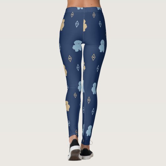 Hund Lhasa Apso Muster blauer Hintergrund Leggings (Rückseite)