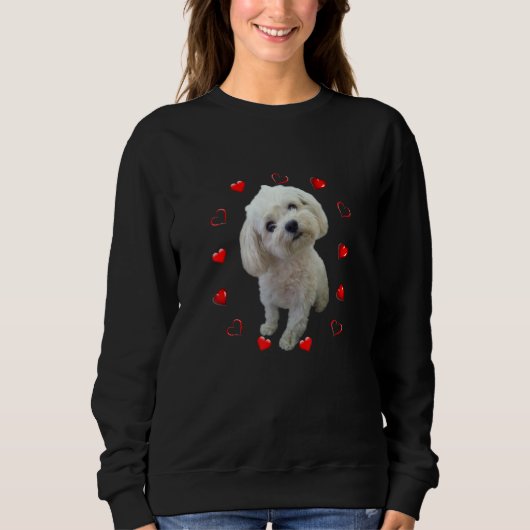 Hund| Liebe Herzmaltesische Welpenbesitzerin Sweatshirt (Vorderseite)