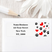 Hund liebt schwarze Paw Prints Red Hearts Muster (Insitu)