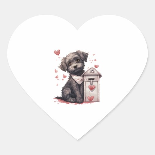 Hund liefert Liebe Letter Valentine's Day Canine Herz-Aufkleber (Vorderseite)