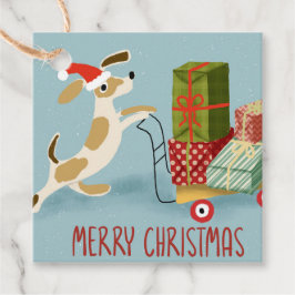 Hund liefert Weihnachtsgeschenke Geschenkanhänger