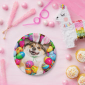 Hund liegt auf Ostereiern Pappteller (Party)