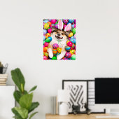 Hund liegt auf Ostereiern Poster (Heimbüro)