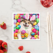 Hund liegt auf Ostereiern Serviette (Beispiel)