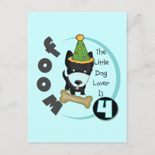 Hund Lover 4. Geburtstag T - Shirt und Geschenke Postkarte