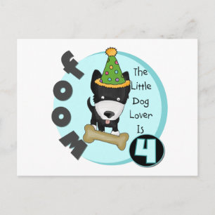 Hund Lover 4. Geburtstag T - Shirt und Geschenke Postkarte
