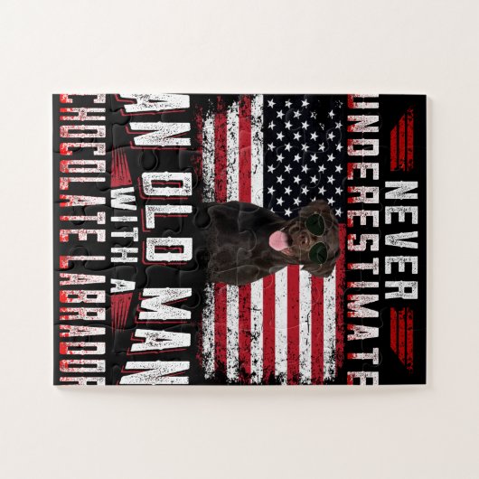 Hund Lover | Alter Mann Labrador nie unterschätzen Puzzle (Horizontal)