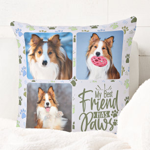 Hund Lover Bester Freund 3 Foto Niedlich Paw Print Kissen