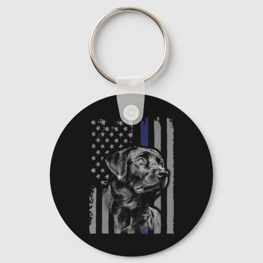 Hund Lover | Black Labrador American Flag Thin Lin Schlüsselanhänger (Vorderseite)