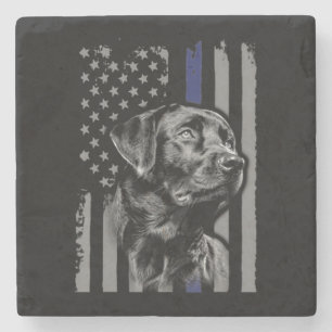 Hund Lover Black Labrador American Flag Thin Lin Steinuntersetzer