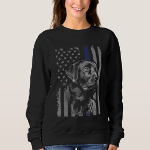 Hund Lover   Black Labrador American Flag Thin Lin Sweatshirt