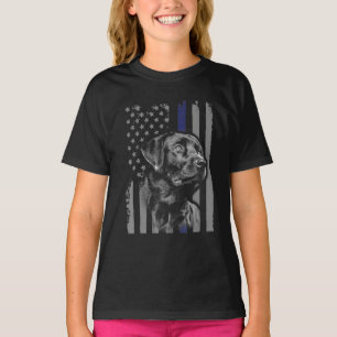 Hund Lover   Black Labrador American Flag Thin Lin T-Shirt