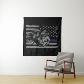 Hund Lover | Black Labrador American Flag Thin Lin Wandteppich (Beispiel (Horizontal))