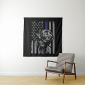 Hund Lover | Black Labrador American Flag Thin Lin Wandteppich (Beispiel)