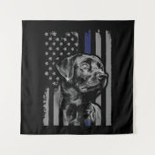 Hund Lover | Black Labrador American Flag Thin Lin Wandteppich (Vorderseite)