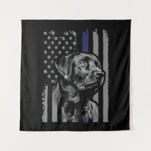Hund Lover   Black Labrador American Flag Thin Lin Wandteppich