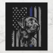 Hund Lover | Black Labrador American Flag Thin Lin Weinetikett (Einzelnes Label)