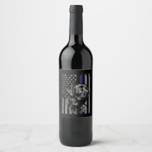Hund Lover Black Labrador American Flag Thin Lin Weinetikett