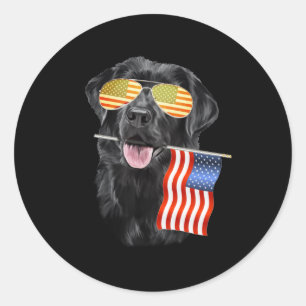 Hund Lover   Black Labrador USA Flag Runder Aufkleber