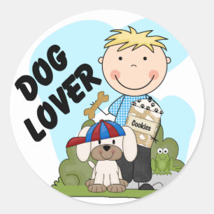 Hund Lover Blond Boy T Shirts und Geschenke Runder Aufkleber