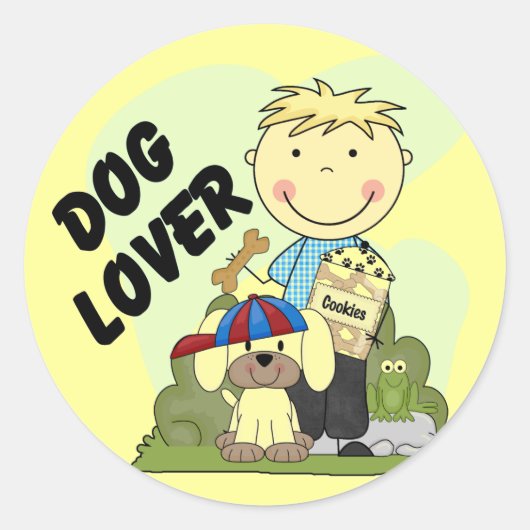 Hund Lover Blond Boy T Shirts und Geschenke Runder Aufkleber (Vorderseite)