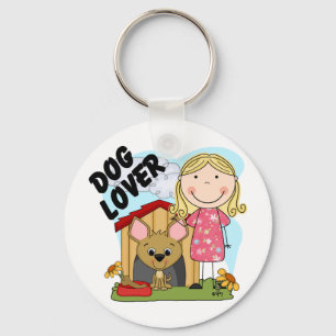 Hund Lover Blond Girl T - Shirt und Geschenke Schlüsselanhänger