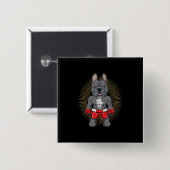 Hund Lover | Brave French Bulldog Fighter Button (Vorne & Hinten)