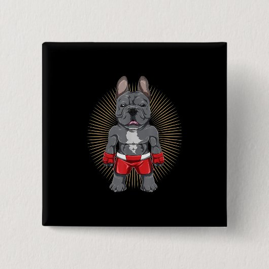 Hund Lover | Brave French Bulldog Fighter Button (Vorderseite)